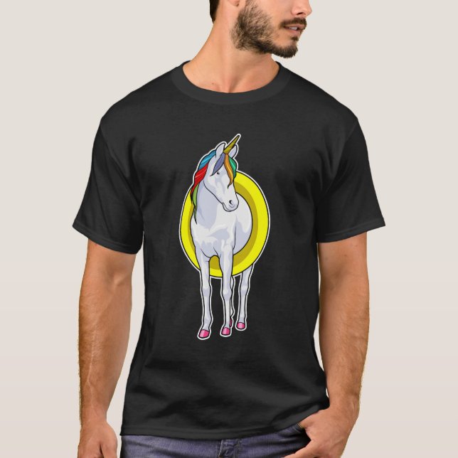 Unicorn at Swimming with Swim ring T-Shirt (Front)