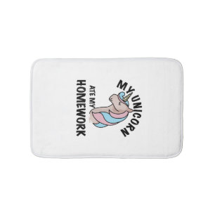 Unicorn Ate My Homework T Shirt Girl Women Kids Sc Bath Mat