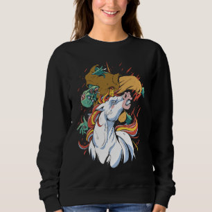 Unicorn Attacking Zombie   Horror   Cool Gothic Sweatshirt