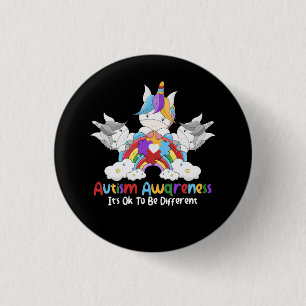 Unicorn Autism Awareness It's OK To Be Different W 3 Cm Round Badge