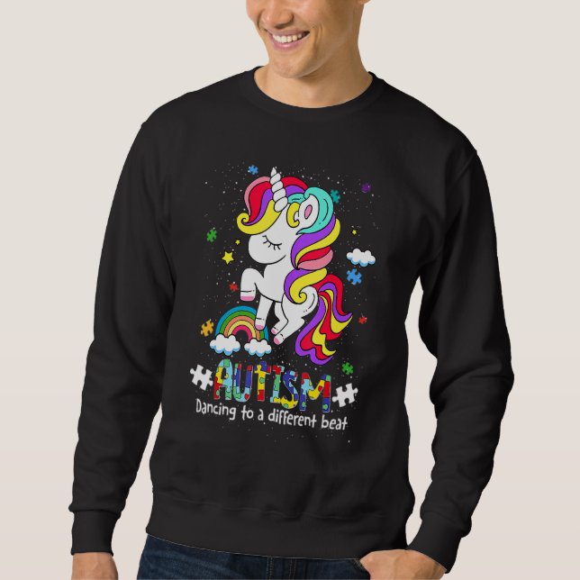 Unicorn Autism Dancing To be A Different Beat Girl Sweatshirt (Front)