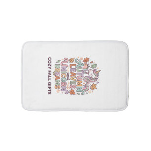 Unicorn Autumn Leaves and Unicorn Dreams Bold Typo Bath Mat