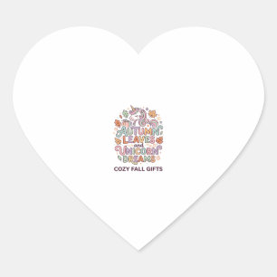 Unicorn Autumn Leaves and Unicorn Dreams Bold Typo Heart Sticker