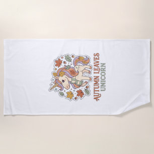 Unicorn Autumn Leaves Unicorn Graphic Design Merch Beach Towel
