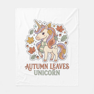 Unicorn Autumn Leaves Unicorn Graphic Design Merch Fleece Blanket