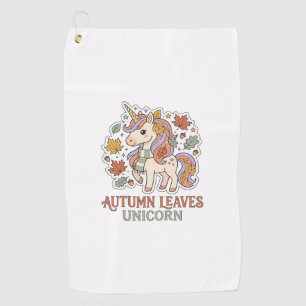 Unicorn Autumn Leaves Unicorn Graphic Design Merch Golf Towel