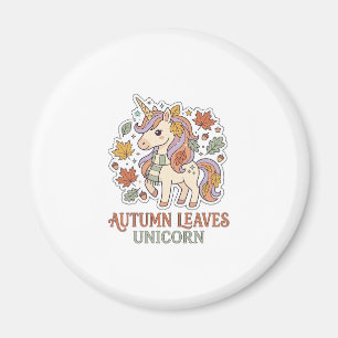 Unicorn Autumn Leaves Unicorn Graphic Design Merch Magnet