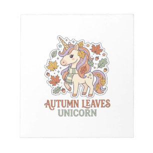 Unicorn Autumn Leaves Unicorn Graphic Design Merch Notepad
