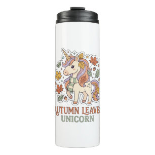Unicorn Autumn Leaves Unicorn Graphic Design Merch Thermal Tumbler