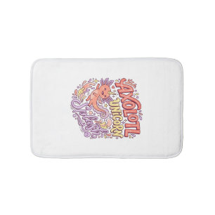 Unicorn Axolotl Unicorn Splash Whimsical White Bac Bath Mat