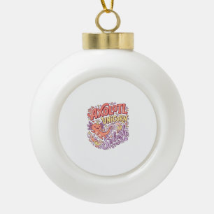 Unicorn Axolotl Unicorn Splash Whimsical White Bac Ceramic Ball Christmas Ornament