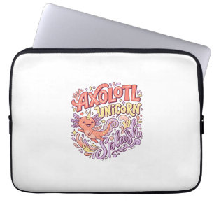 Unicorn Axolotl Unicorn Splash Whimsical White Bac Laptop Sleeve
