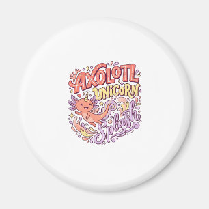 Unicorn Axolotl Unicorn Splash Whimsical White Bac Magnet