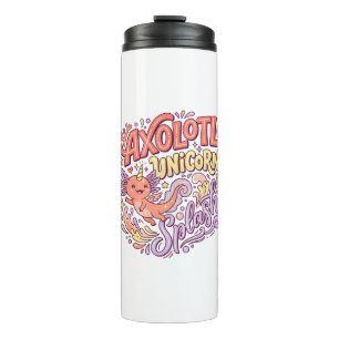 Unicorn Axolotl Unicorn Splash Whimsical White Bac Thermal Tumbler