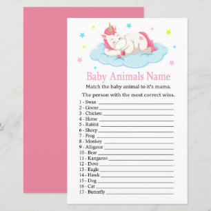 Unicorn Baby Animals Name Game