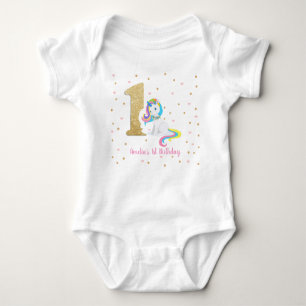 Unicorn Baby Girl Bodysuit One Piece 1st Birthday