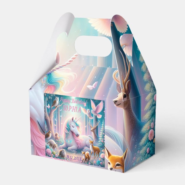  Unicorn, Baby/ Kids, Birthday  Custom Name/ DOB Favour Box (Front Side)