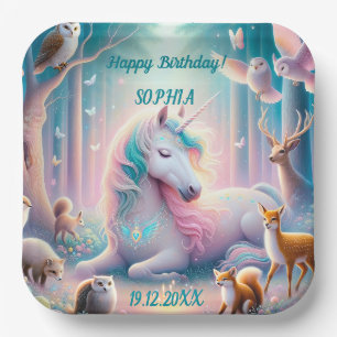 Unicorn, Baby/ Kids, Birthday Custom Name/ DOB Paper Plate