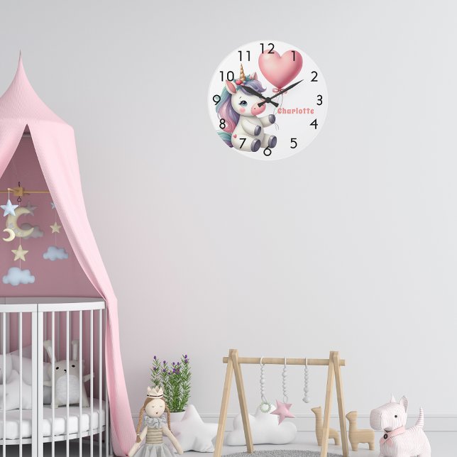 Unicorn baby pink purple girl large clock (Creator Uploaded)