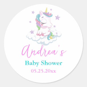 Unicorn Baby Shower Classic Round Sticker