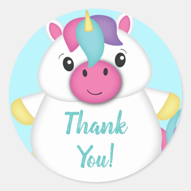 Unicorn Baby Shower Classic Round Sticker (Front)