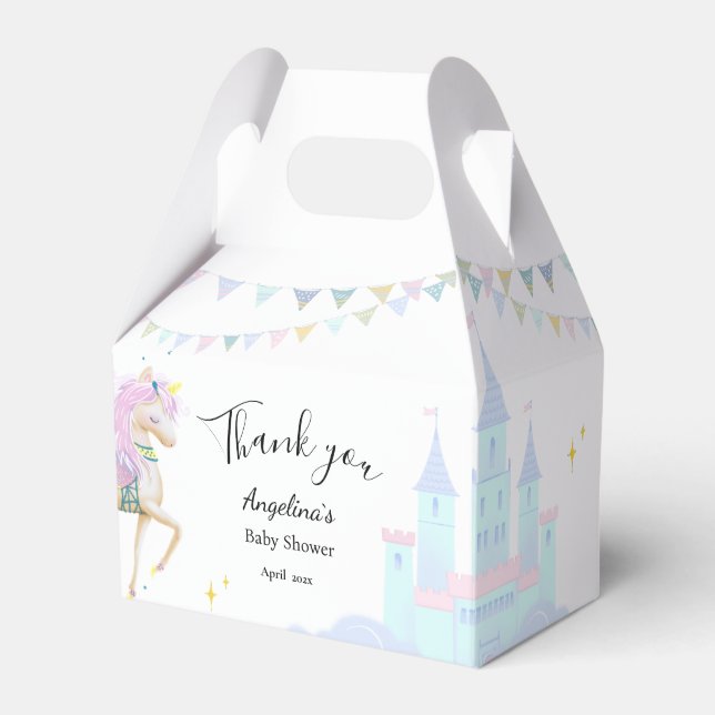 Unicorn Baby Shower Favour Box. Box (Front Side)