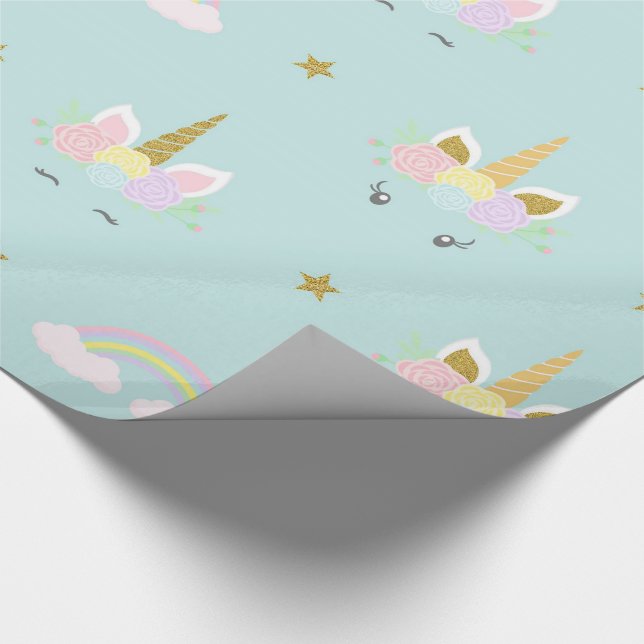 Unicorn Baby Shower Gift Wrap Paper (Corner)