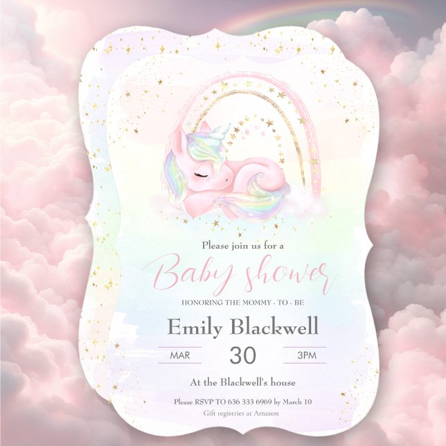 Unicorn baby shower girl baby shower invitation (Unicorn baby shower girl baby shower invitation)