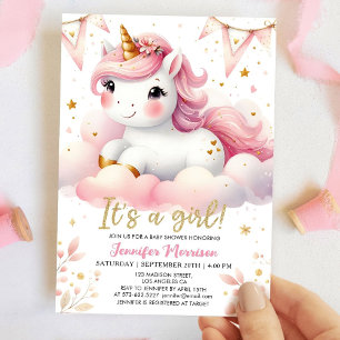 Unicorn Baby Shower Girl Pink Magical Unicorn  Invitation