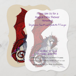 Unicorn Baby Shower Invitation Red Dragon