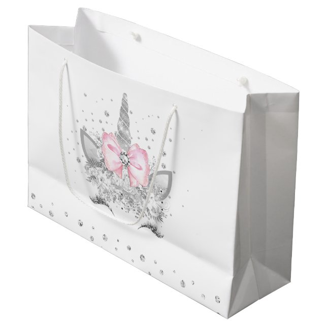 Unicorn Baby Shower Large Gift Bag (Front Angled)