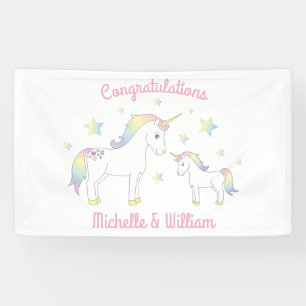 Unicorn Baby Shower Pastel Rainbow Banner