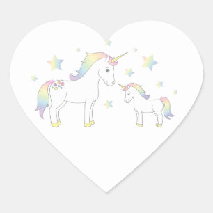 Unicorn Baby Shower Pastel Rainbow Cute Heart Sticker