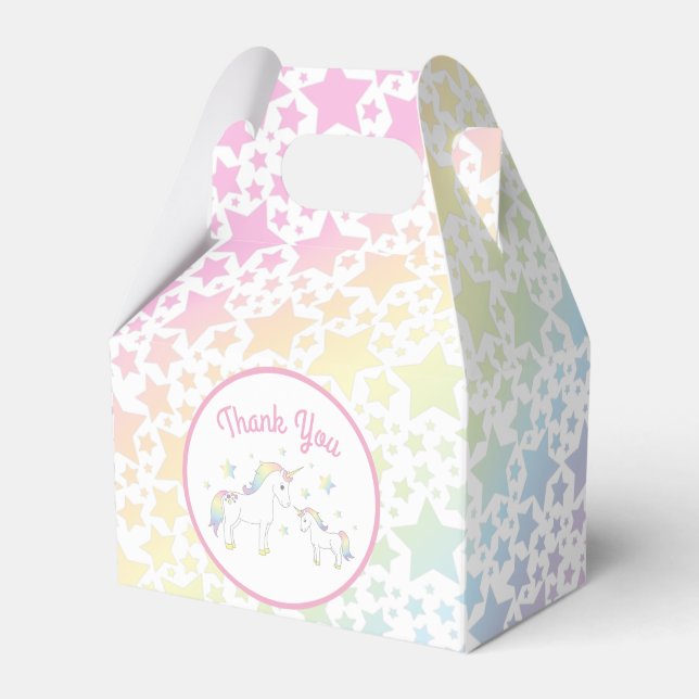 Unicorn Baby Shower Pastel Rainbow Favour Box (Front Side)