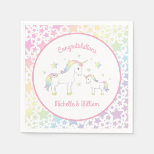 Unicorn Baby Shower Pastel Rainbow Napkin