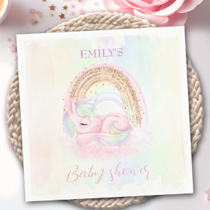 Unicorn Baby Shower Pastel Rainbow Paper Napkins