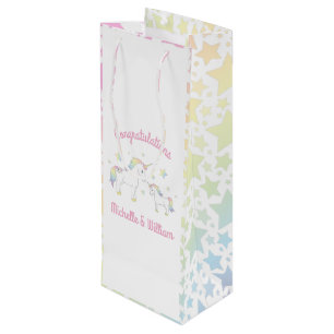 Unicorn Baby Shower Pastel Rainbow Wine Gift Bag