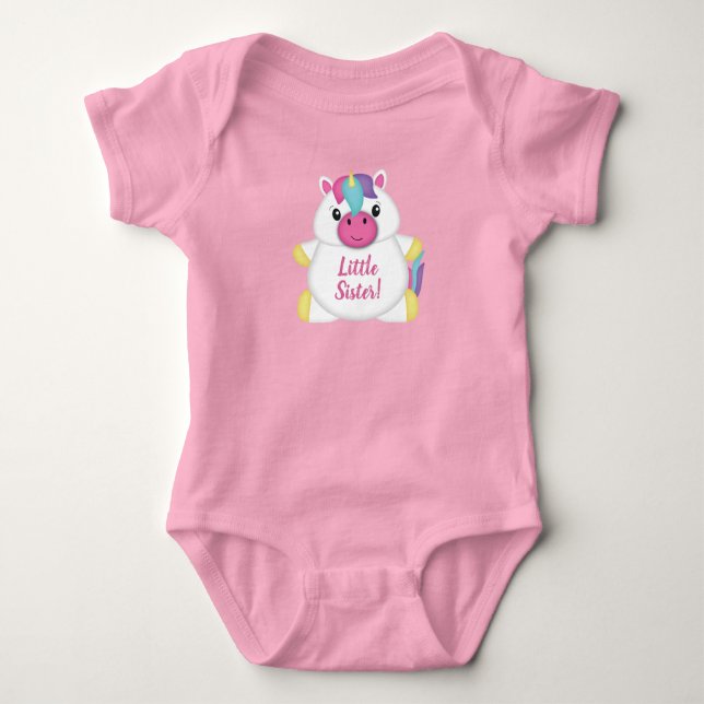 Unicorn Baby Shower Pink Baby Bodysuit (Front)