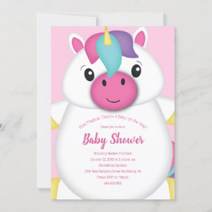 Unicorn Baby Shower Pink Invitation
