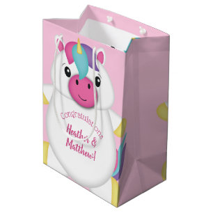 Unicorn Baby Shower Pink Medium Gift Bag