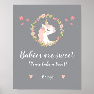 Unicorn Baby Shower Please Take A Treat Sign