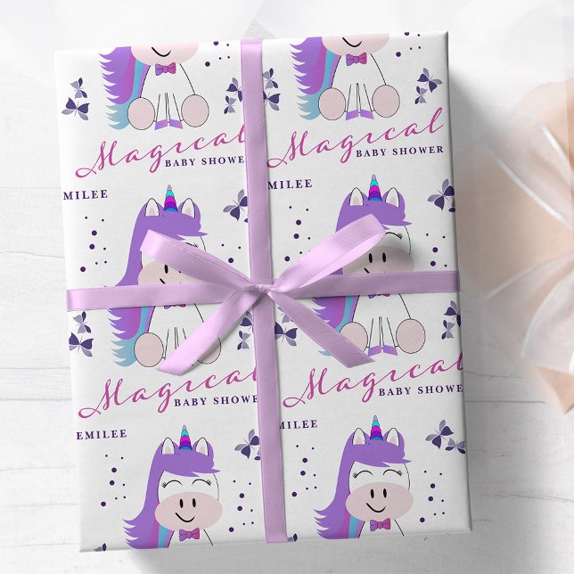 Unicorn Baby Shower Rainbow Colours Wrapping Paper (Creator Uploaded)