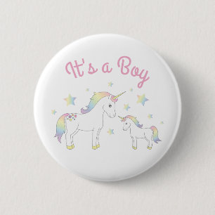 Unicorn Baby Shower Rainbow Pastel 6 Cm Round Badge