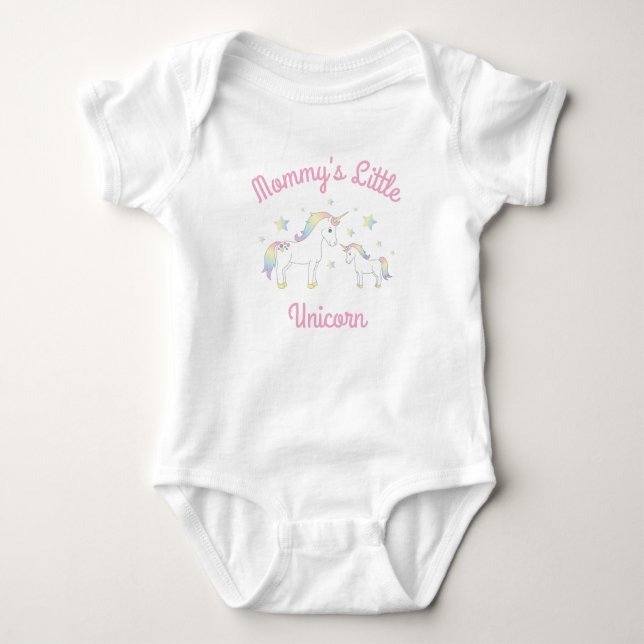 Unicorn Baby Shower Rainbow Pastel Baby Bodysuit (Front)