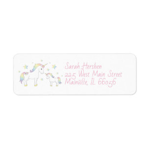 Unicorn Baby Shower Rainbow Pastel Return Address Label