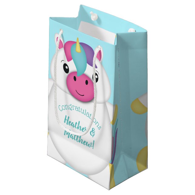 Unicorn Baby Shower Small Gift Bag (Front Angled)