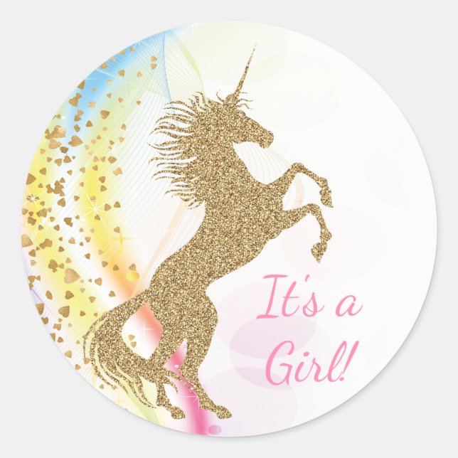 Unicorn Baby Shower Stickers (Front)