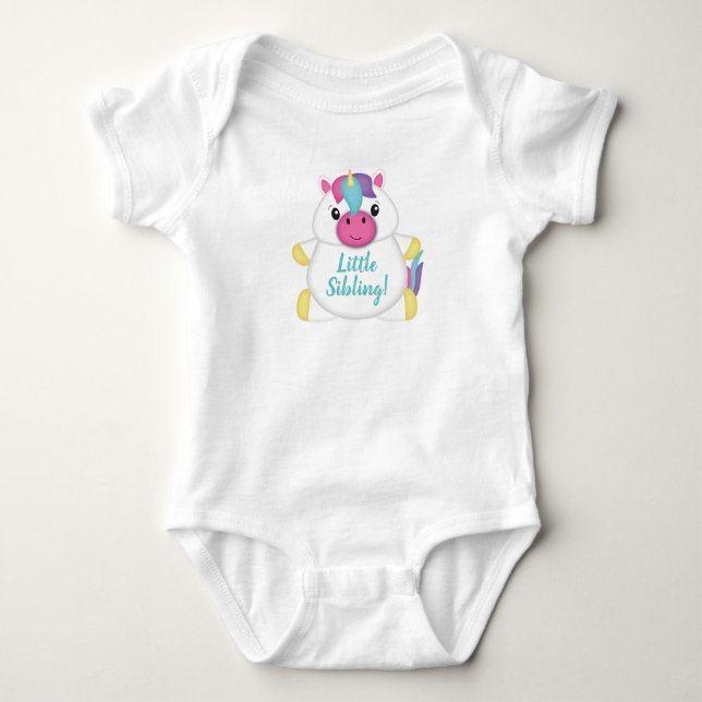 Unicorn Baby Shower Teal Baby Bodysuit (Front)