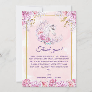 Unicorn Baby Shower Thank You Card