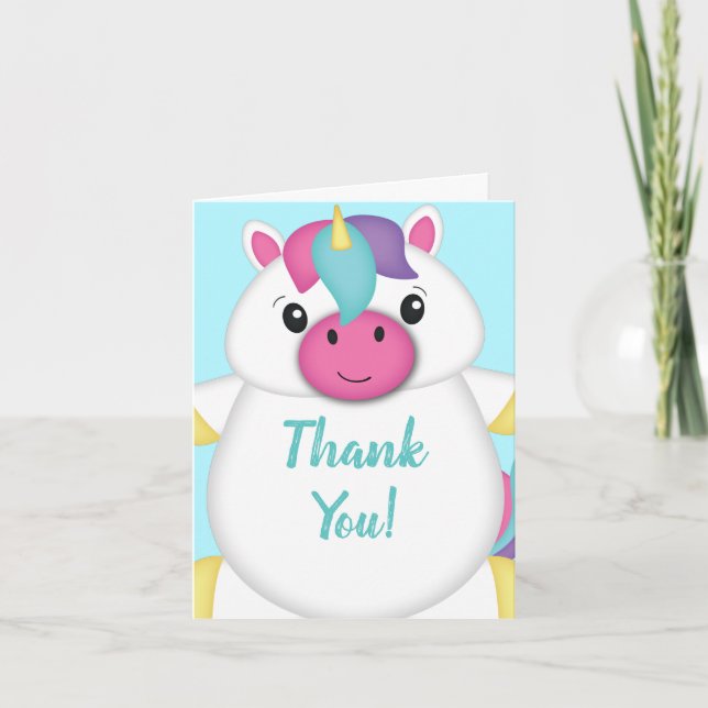 Unicorn Baby Shower Thank You Card (Front)